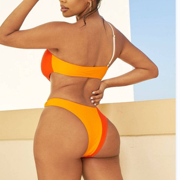 Color-block women's one -piece bikini swimwear